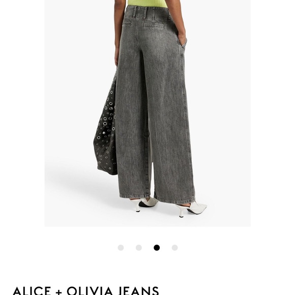 Alice + Olivia Anders Low Rise Faded Wide Leg Jeans - Picture 3 of 8
